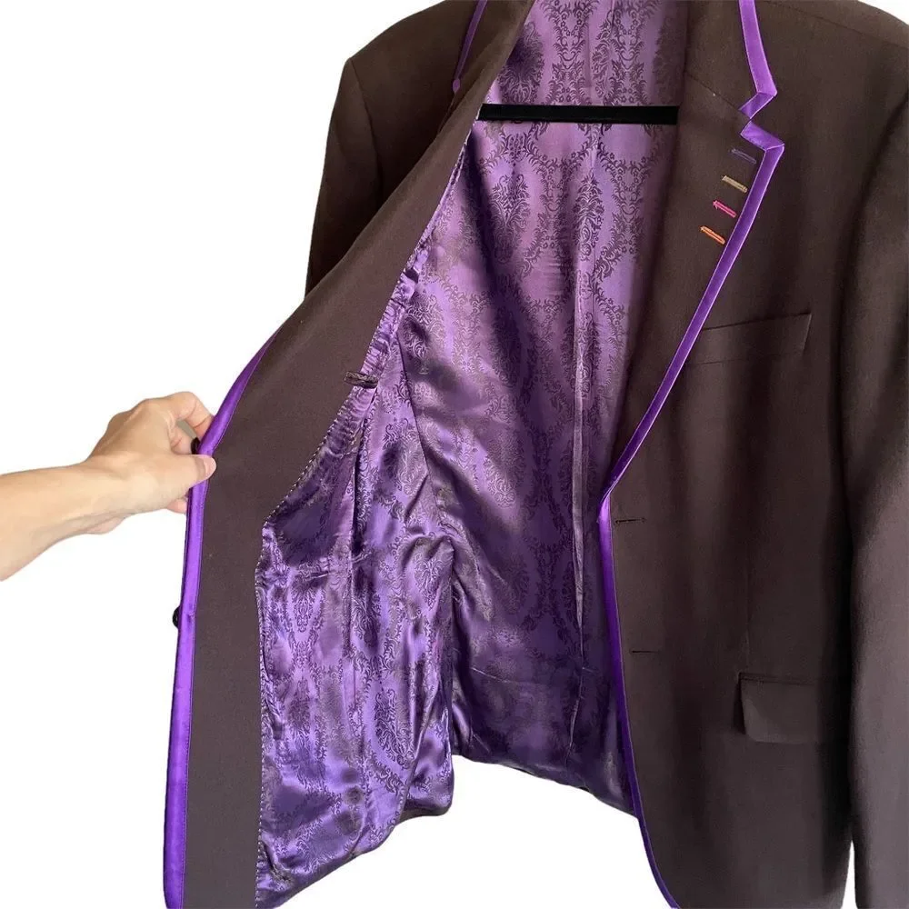 SAND COPENHAGEN Wool Cashmere Blazer Jacket Brown Purple 50R